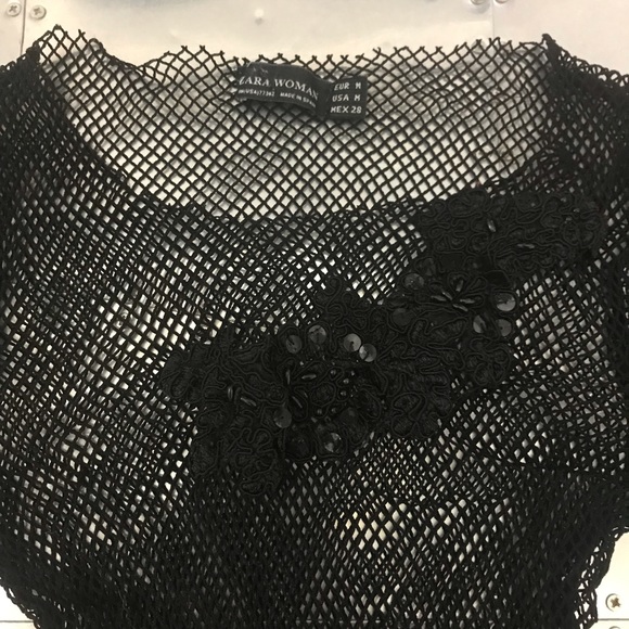 Zara Embroidered Fishnet Top - Picture 2 of 4